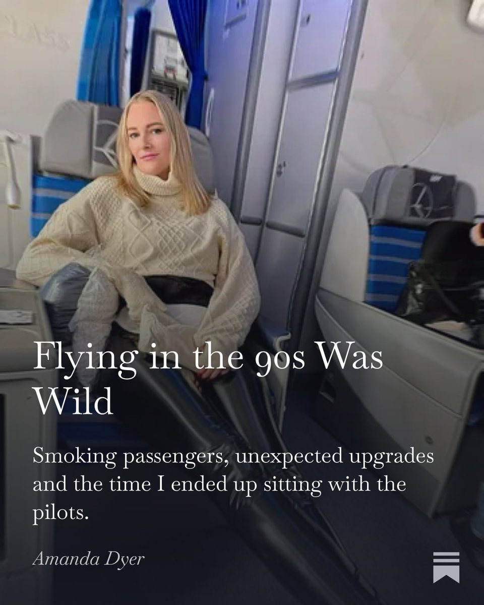 amandaddyer's tweet photo. Flying in the 90s was wild. Smoking on planes, unexpected upgrades and somehow ending up in the cockpit with the pilots.
My latest Substack:
https://t.co/hBj519wbUs
#90sNostalgia #ModelDiaries #TravelStories #Substack https://t.co/2asEvVswDs