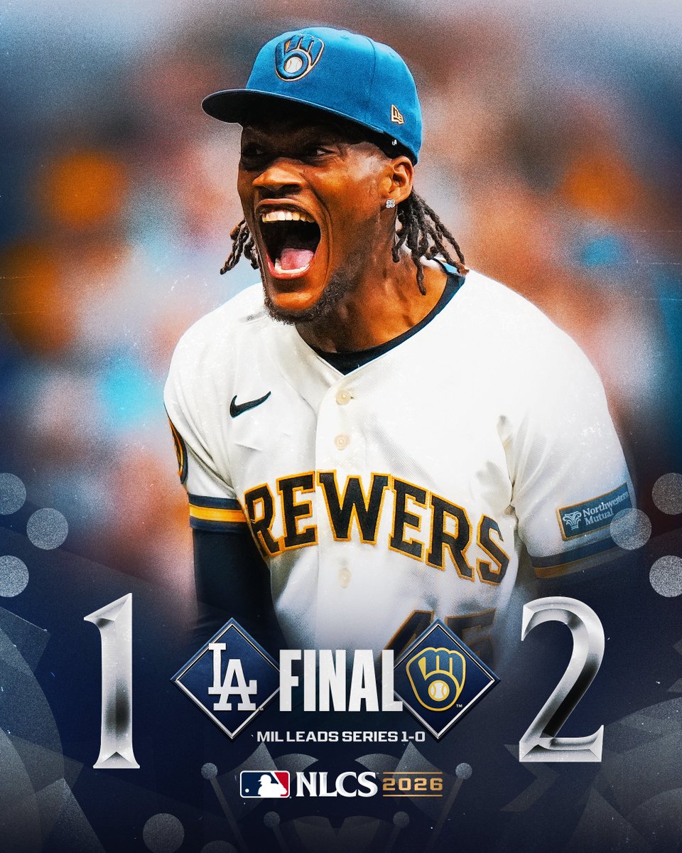 MLB's tweet photo. The Brewers emerge victorious in Game 1! https://t.co/RkZCWbSaRz