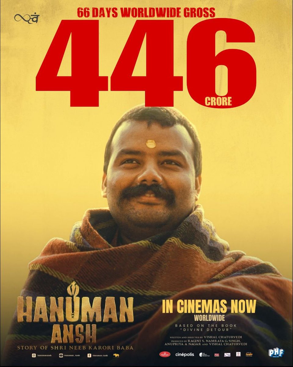AsianBoxOffice's tweet photo. #HanumanAnsh 66 Days Worldwide Collection ₹446 CRORES+ GROSS 🔥🔥🔥🔥🔥

Racing Towards ₹450CR Club 🔥💥 https://t.co/fLyq8dYmr2