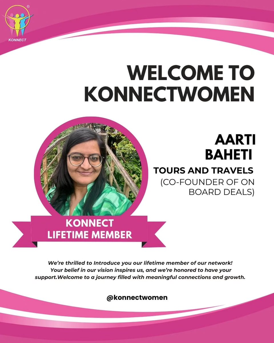 ZMOFF's tweet photo. A warm welcome to Aarti Baheti, Co-founder of On Board Deals – Tours &amp; Travels, as a Konnect Lifetime Member. Thrilled to have her in our growing community of women fostering collaboration, growth, and meaningful connections. https://t.co/XUABViYIQ8