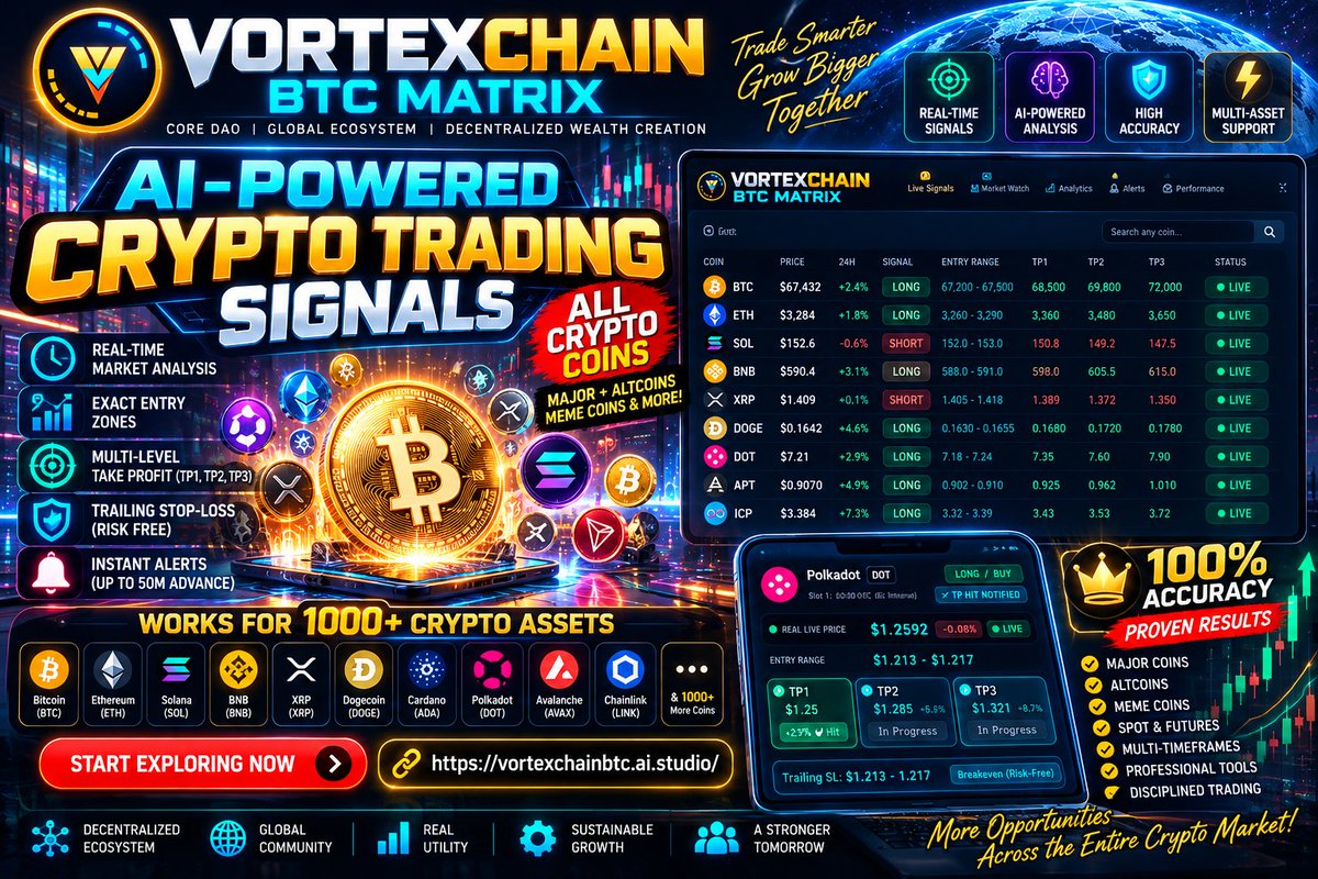 VortexChainBTC's tweet photo. ⚡ Crypto market insights with VortexChain BTC Matrix! 

💹 Explore trading signals, entry zones, take-profit targets, trailing stop-loss, technical analysis &amp; market alerts—all in one place.  

🔗 "https://t.co/dbPVd4FgZm" 

#VortexChain #BTCMatrix #CryptoSignals #CryptoTrading https://t.co/mG6BF50NVR