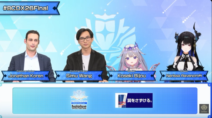 Blue_Critical's tweet photo. Was great to watch the top 8 alongside the commentators and with Bijou and Rissa! The matches were all great fun to watch💙💜
#RissaLIVE #LIVEseki #BCDX26Final https://t.co/UJti9pviOq