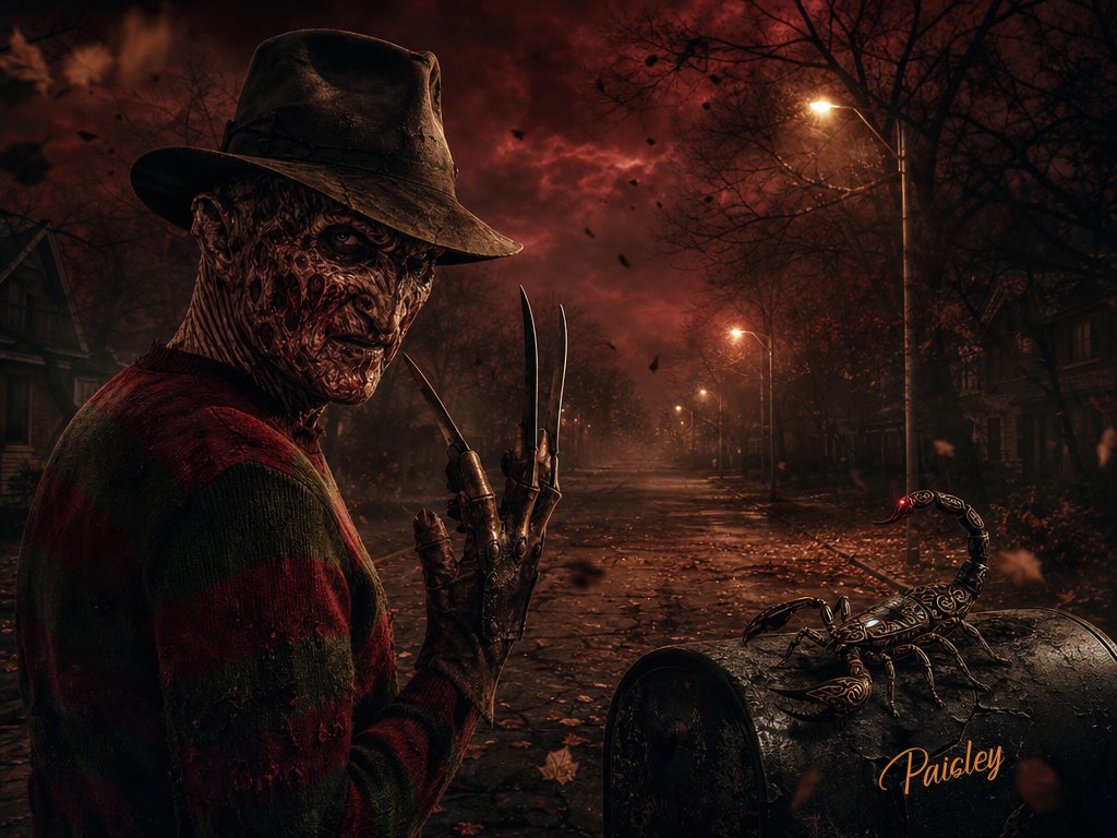_justpaisley's tweet photo. Day 1: Freddy Krueger
#7DaysOfHorrorVillains
#ArcVelvetPartner #PaisleyMagic #AiArtists https://t.co/xzPNmghzat