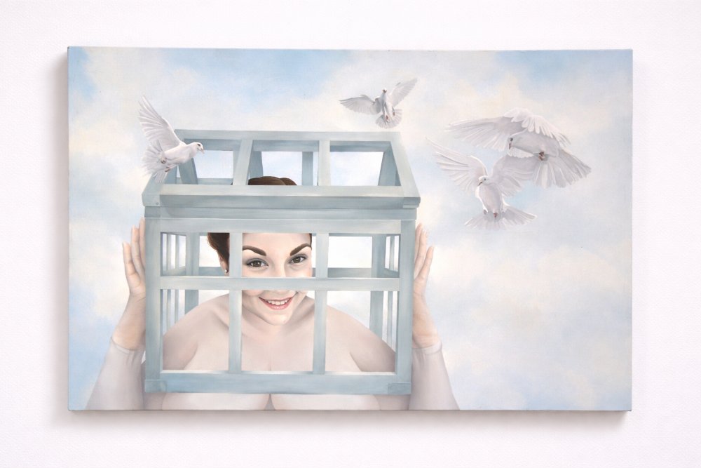 CSavelsArt's tweet photo. In The Nester explores the instinct to shelter and gather, embodying motherhood in its broadest sense. A reflection on protection, connection, and love. #MotherhoodArt #Family #SurrealArt #ContemporaryPainting https://t.co/oHTD6s68CJ