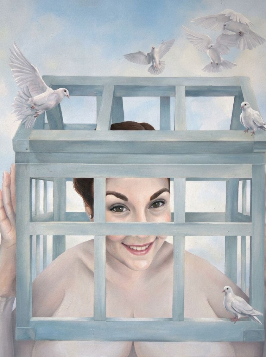 CSavelsArt's tweet photo. In The Nester explores the instinct to shelter and gather, embodying motherhood in its broadest sense. A reflection on protection, connection, and love. #MotherhoodArt #Family #SurrealArt #ContemporaryPainting https://t.co/oHTD6s68CJ