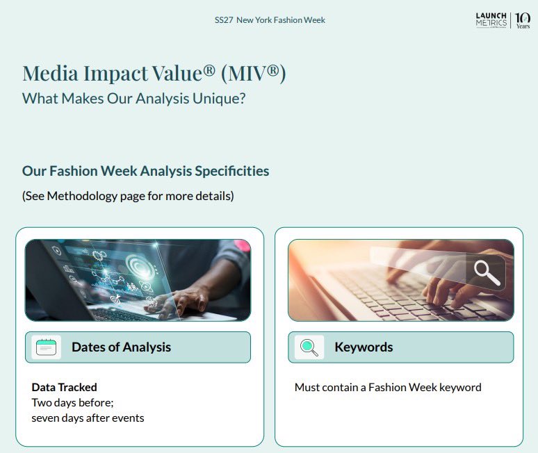 lonongnub_trend's tweet photo. 📊 MIV DATA TRACKING

เนื่องจากมีหลายคนสอบถามเข้ามาเกี่ยวกับระยะเวลาการเก็บข้อมูล MIV สำหรับ PFW SS27 ทางเราจึงขอชี้แจงเพิ่มเติมว่า อ้างอิงจากรายงาน Fashion Week Insights ของ Launchmetrics ในรอบของ NYFW SS27 ซึ่งระบุว่าการวิเคราะห์ข้อมูลจะครอบคลุม 2 วันก่อนเริ่มงาน และ 7 วันหลังจบงาน (รู���ที่ 2)

สำหรับรอบ PFW SS27 นี้(รูปที่ 3) ช่วงเวลาการเก็บข้อมูลของเราจะเริ่มวันที่ 26th SEP 2026 เวลา 05.00 น. และสิ้นสุดวันที่ 14th OCT เวลา 05.00 น. (BKK TIME)

FOR YOUR INFORMATION

#LingOrmDiorSummer27 #LinglingKwong #OrmKornnaphat