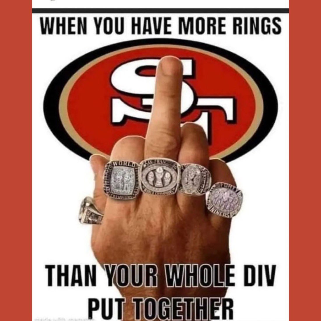 sfgoldmine's tweet photo. when a seahawk or rams fan talks about the niners superbowls, just pull these out on them🤷 https://t.co/o8pW2YoGWj