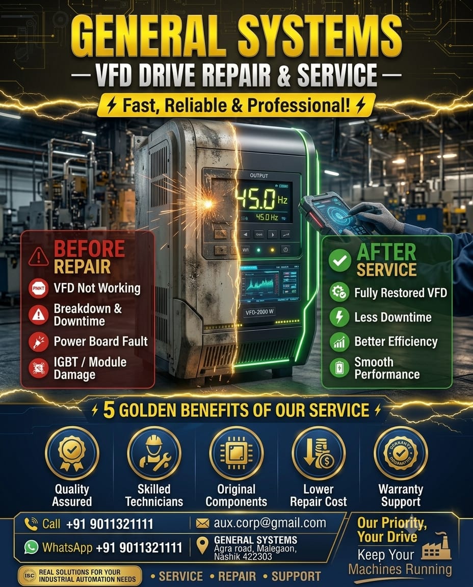GeneralZSystems's tweet photo. ⚙️ One Fault. One Expert Solution. A Stronger Comeback! 🔥
When your VFD drive struggles, your entire production line can feel the impact. At **general System**, we focus on diagnosing drive problems and providing reliable repair solutions to help your machinery get back on track https://t.co/I6c8PbMB1T