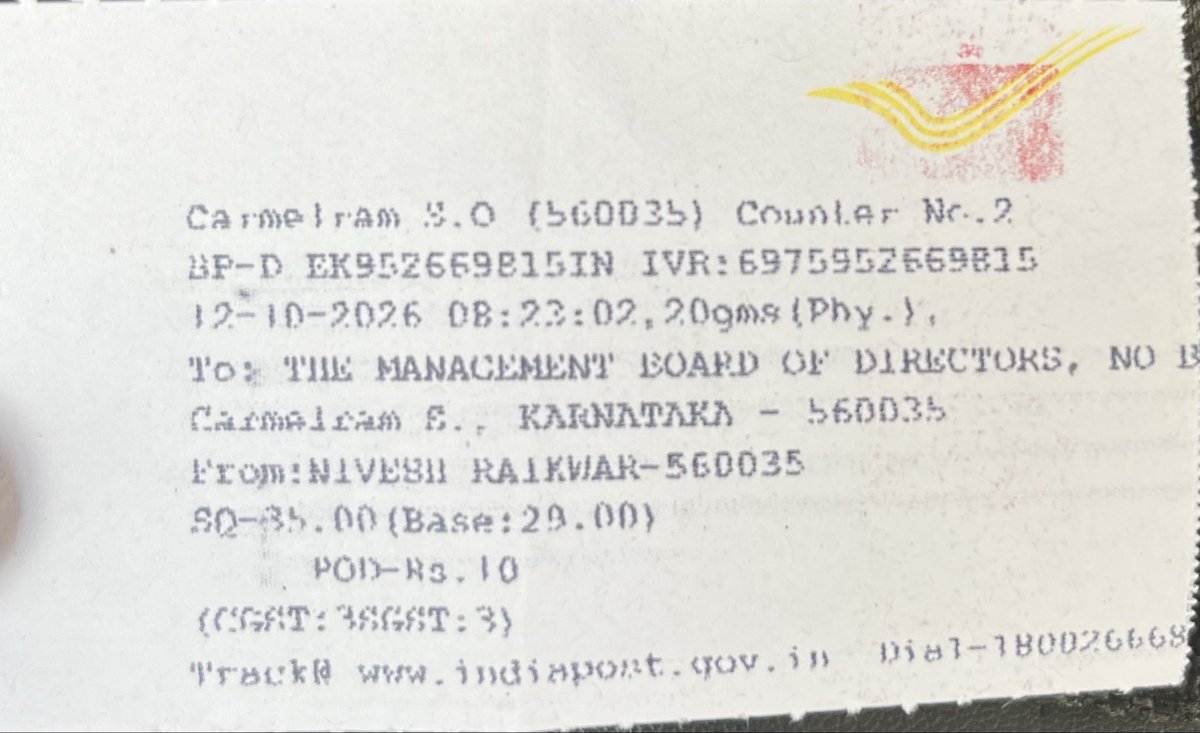 Niveshraikwar's tweet photo. Formal Legal Notice dispatched via Speed Post AD (Tracking: EK952669815IN) to @NoBrokerCom HQ along with formal petition filed at ALC Office, Karmika Bhavana. @Karmika_Sahaya @AmitKumarA @NoBrokerCare https://t.co/bJPnG2fUWW
