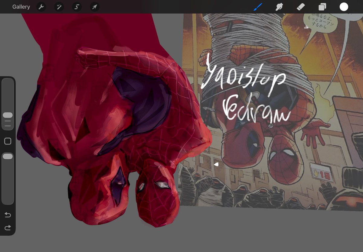 chimswop's tweet photo. spideypool thingy I will never finish https://t.co/Bu6JbcUTiM