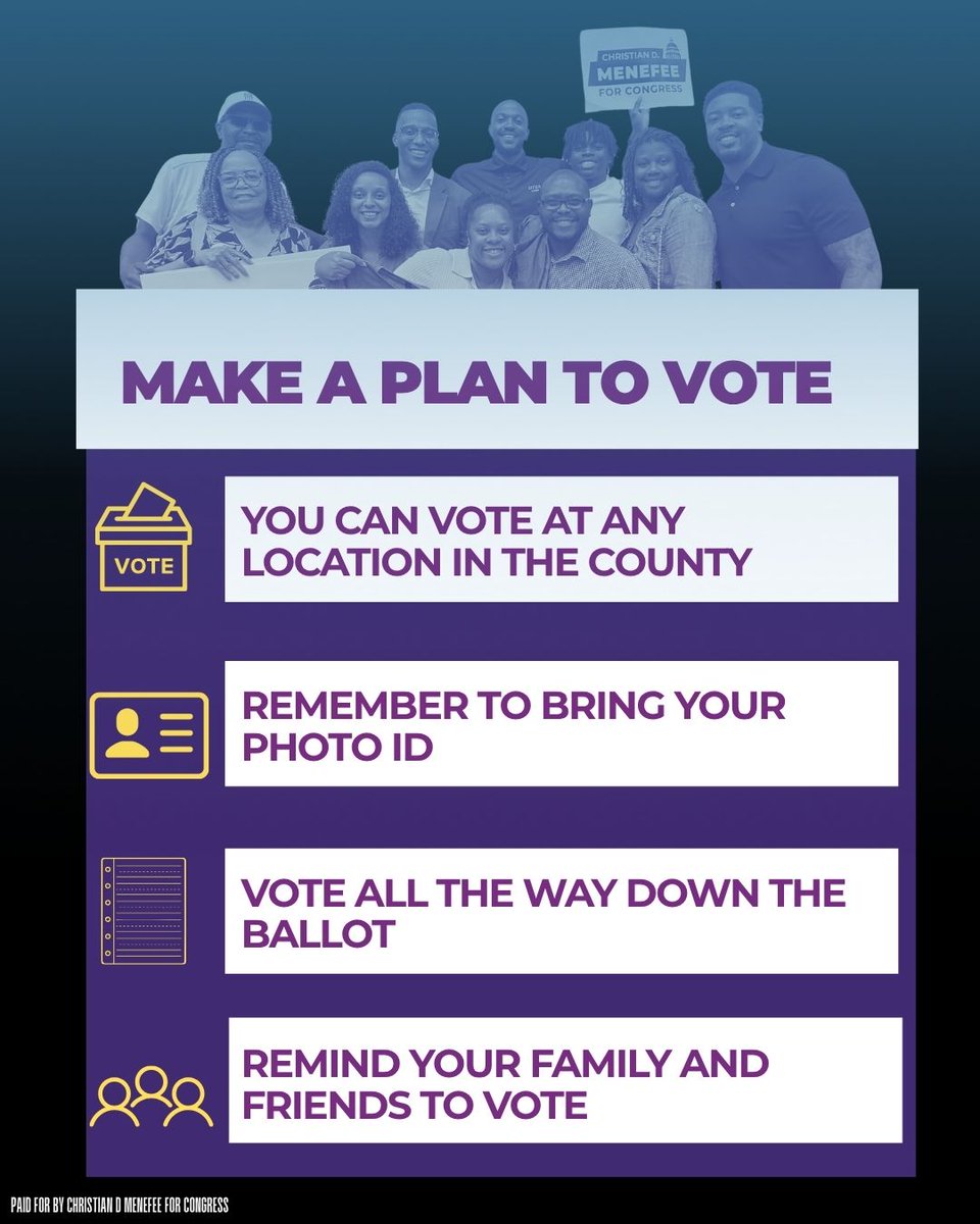 CDMenefee's tweet photo. Today is the first day of early voting! Polls are open until 7 PM now through October 30. 

Have you made your plan to vote yet? https://t.co/WS4CGu3Qy4