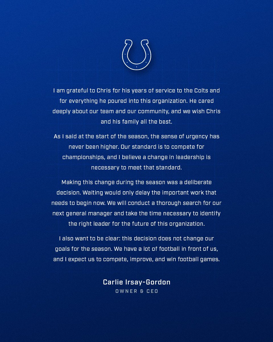 TomPelissero's tweet photo. Statement from Carlie Irsay-Gordon. https://t.co/gaFlF7YcsR