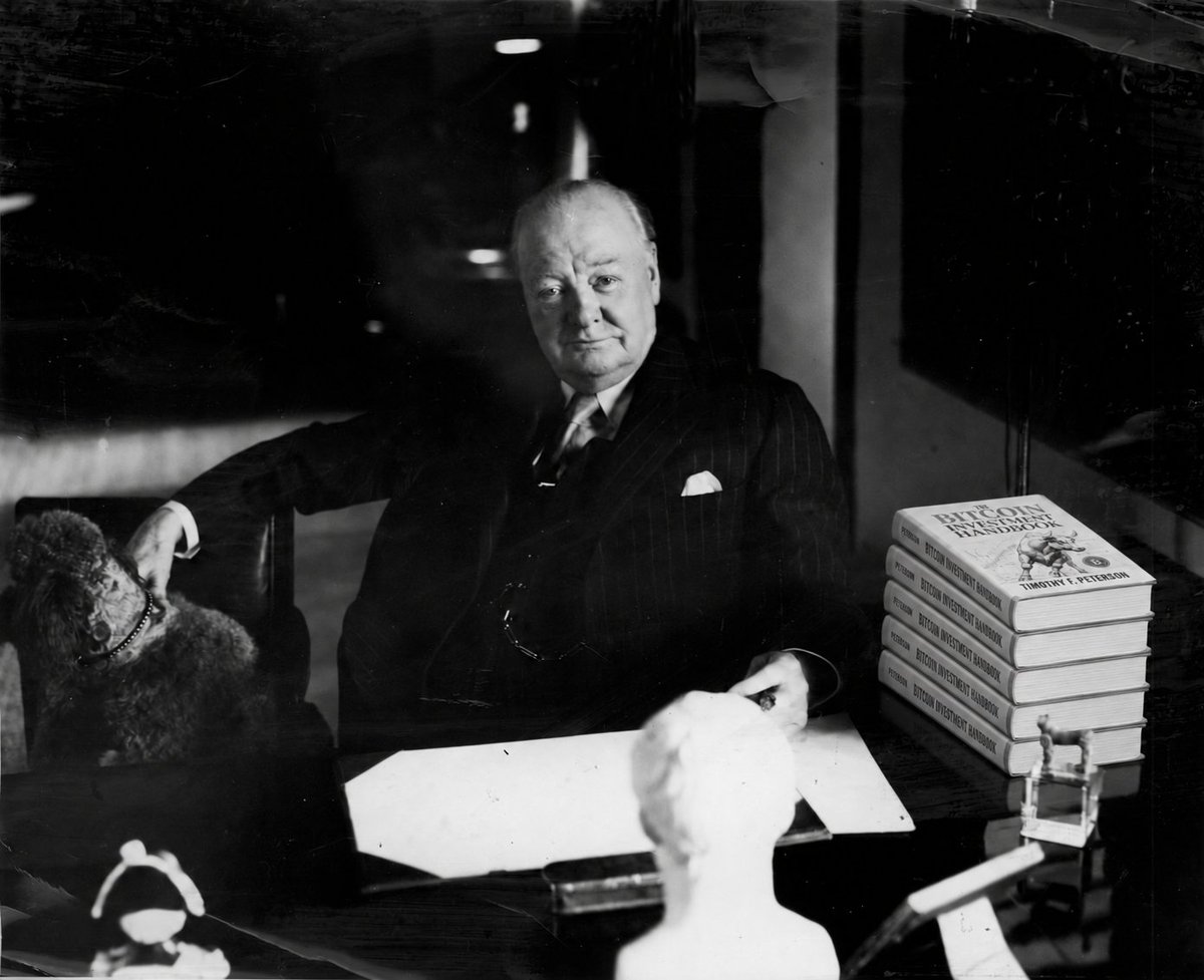 CaneDigital's tweet photo. Churchill bought five copies of The Bitcoin Investment Handbook.  
It was his finest hour.
https://t.co/UuwO0zlHtb https://t.co/Nm120r7OfU