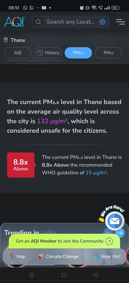 Pskc1990's tweet photo. These people are quite literally turning Thane into a graveyard.
In 36 years, I have never experienced air quality this bad in Thane. The AQI has become unbearable, and it has been steadily deteriorating over the last two years. This is not normal seasonal pollution anymore—it is a public-health emergency.