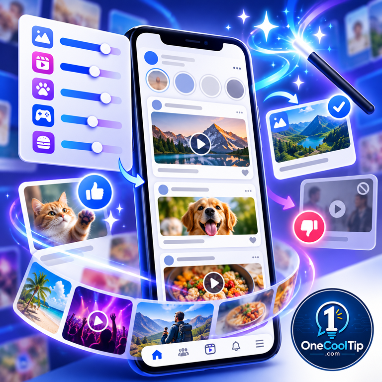 OneCoolTip's tweet photo. Exciting news for Facebook users! 

https://t.co/aU5aHZPasr

The new Your Algorithm feature allows you to take control of your Feed and Reels by specifying what you want to see. 

#YourAlgorithm #PhishingScams #SocialMediaSafety #DigitalLife #AI https://t.co/TbvEWlx8QM