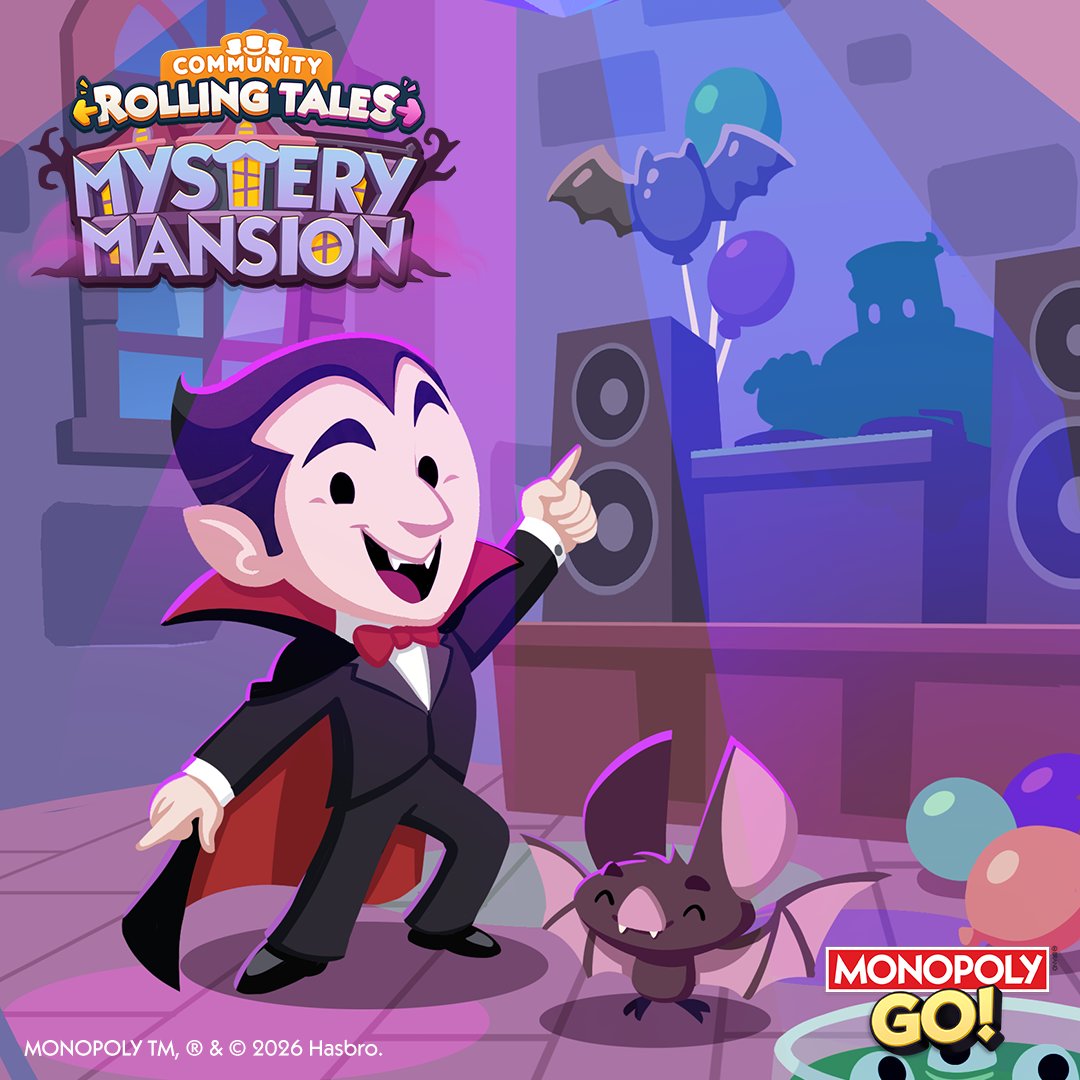 MonopolyGO's tweet photo. 🚪 The first door is OPEN, Tycoons!

We found Dracula getting into the spirit of the party! Nobody told Drac there was no dance floor... so he made one!

Everyone signed up gets a 3-Star Sticker Pack as their first reward! More guests await...

📖 https://t.co/UwN9QlaTD1 https://t.co/JqP2bC8bcY
