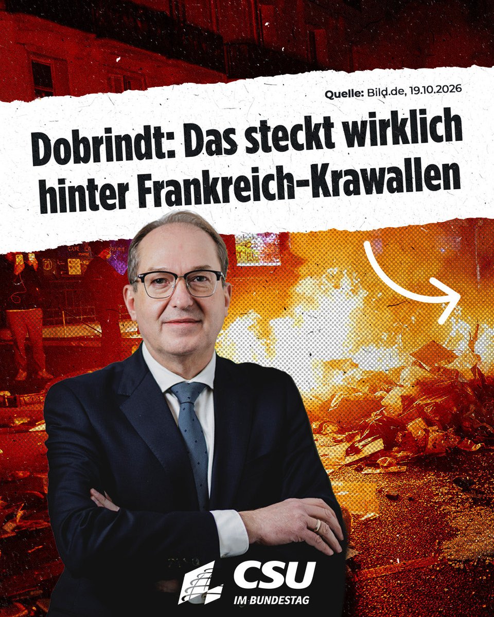 csu_bt's tweet photo. Die Bilder der Ausschreitungen in Frankreich schockieren. Bundesinnenminister Alexander Dobrindt findet klare Worte: Das ist ein bewaffneter Kampf gegen die freiheitliche Gesellschaft und unseren Lebensstil! https://t.co/DzkviB6KMc