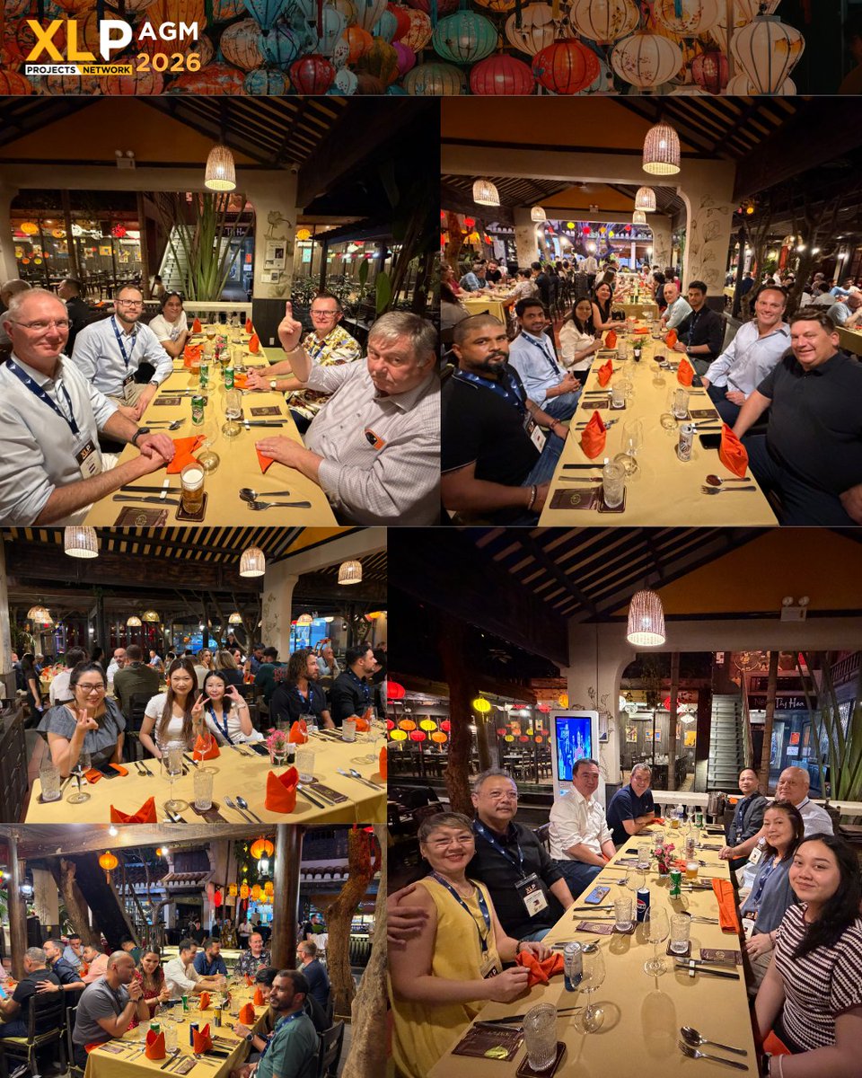 XLPNetwork's tweet photo. Day 2 dinner recap for #XLPAGM2026! 🍽️🥂

#XLProjects #AINetworks #LogisticsNetwork #freightnetworks #heavylift #XLPAGM #Danang #Vietnam https://t.co/sZBk9Ddwk2