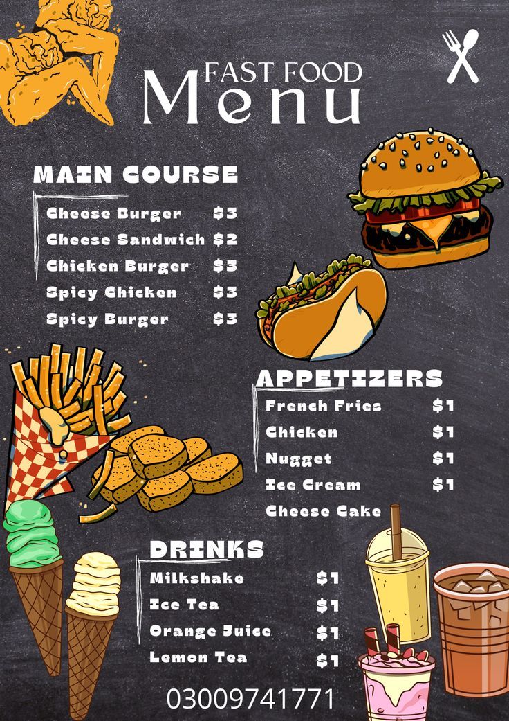Vanessam4z's tweet photo. Bold visuals, comfort food, and a menu that pops.

I designed this fast food layout with playful illustrations and chalkboard vibes.

Which item would you pick first?

#MenuDesign #GraphicDesign #FoodIllustration #PortfolioShowcase https://t.co/RRdi2Ewlfu