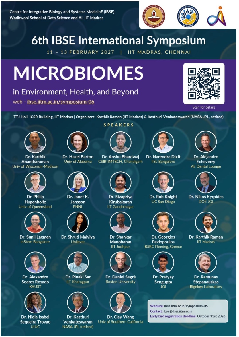 Rosado_AS's tweet photo. Excited to be joining this great line-up of speakers for the 6th IBSE International Symposium in 2027! 
Microbiomes in Environment, Health, and Beyond at IIT Madras. See you in Chennai! https://t.co/IgvnXhTUh9 
@iitmadras  @karthikraman  
#Microbiome #Science  #AcademicTwitter https://t.co/4qW7vEIxas
