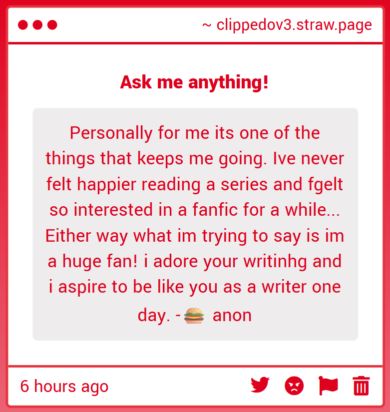 clippedov3's tweet photo. Hi :D 

you are so lovely, thank you for leaving such a cute note!! I'm glad you can enjoy the angst, and I do promise that the comfort will always come! I really appreciate your interest :<

I'm probably not going to change it, but will lean into the sweet more than bitter lol + https://t.co/eyyux8r1fd