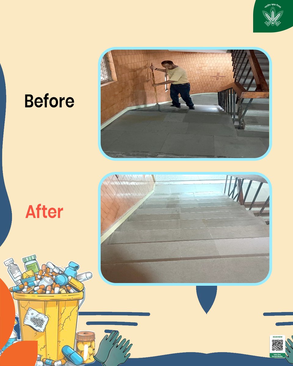 FCI_India's tweet photo. Hygiene Elevation in every corner! 🧹✨

This Special Campaign 6, FCI Headquarters is also focusing on internal rejuvenation — tidying lift foyers, main aisles, and flights of stairs with dedication!
A well-maintained interior creates a healthier, more vibrant workplace for every employee and visitor walking through our doors 🇮🇳🌾

@mygovindia @fooddeptgoi @JoshiPralhad
@Nimu_Bambhaniya @blvermaup @PIB_India
#SpecialCampaign6 #SCDPM6 #Swachhata #MinimisingPendency #GoodGovernance #SwachhBharat #FCI #FoodCorporationOfIndia