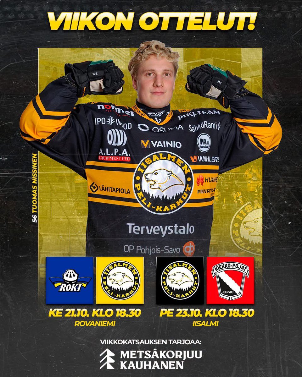 IPKedustus's tweet photo. Tällä viikolla pelataan kahdesti ja juhlitaan seuran 60-vuotista taivalta! 🟡⚫

Liput perjantain juhlaotteluun 🎟️: https://t.co/7KAo3daf7F

#MeOlemmeIPK #IPKedustus #Mestis https://t.co/qlnq0ICrrl