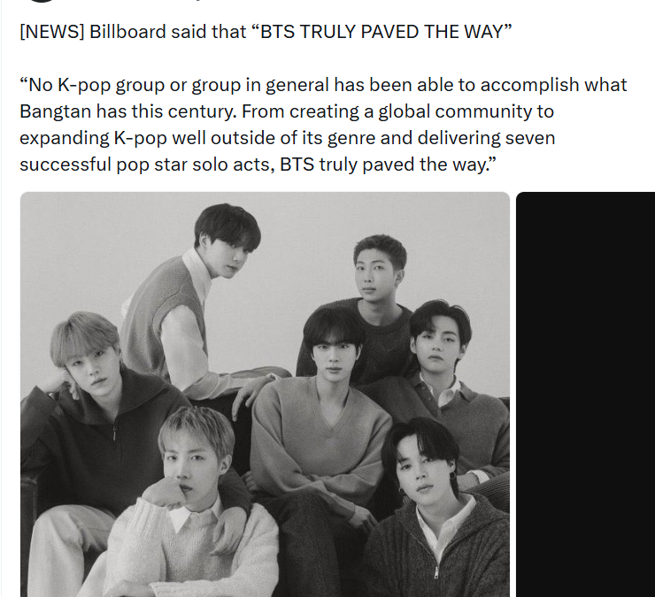 Aurorahi78's tweet photo. When you truly pave the way, The you don’t need to declare it yourself or rely on your own fans to convince everyone. whole world will acknowledge your impact for you — just like they did with BTS. 
the difference between claiming the title and earning it. https://t.co/l4LjyxbL93