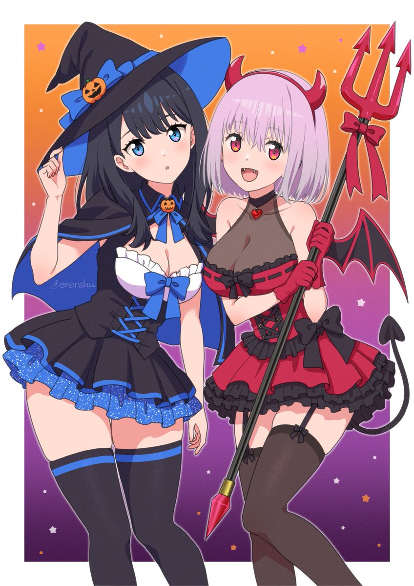 erenshu's tweet photo. ハロウィンな六花ちゃんとアカネちゃん描きました

#グリッドマンユニバース https://t.co/6dxA7XsETU