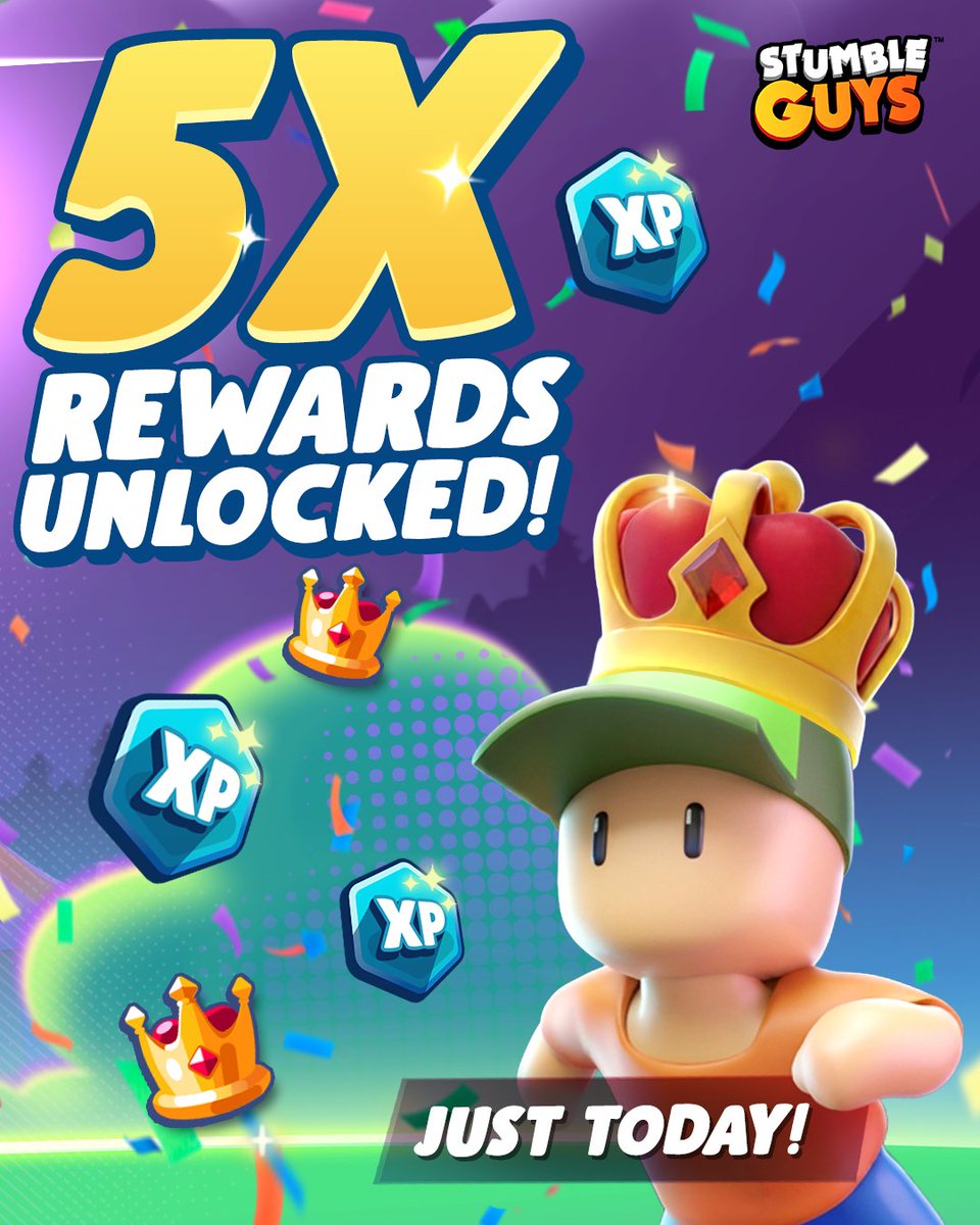 StumbleGuysGame's tweet photo. WE DID IT STUMBLERS🎉

Jump in today and collect 5X XP + 5X Crowns⭐👑🥳

🔗https://t.co/JhdsvGj6DI

#StumbleGuys https://t.co/Hk6IbgziUX