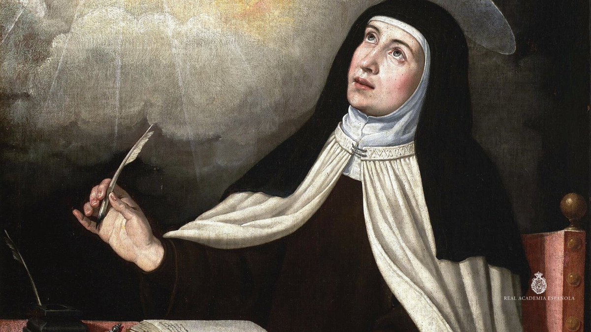 RAEinforma's tweet photo. «Me ha acaecido parecerme que andan los demonios como jugando a la pelota con el alma».

En el #DíaDeLasEscritoras, recordamos este fragmento del «Libro de la vida» de santa Teresa de Jesús. Esta jornada se celebra el lunes más cercano al 15 de octubre, día en el que se conmemora a la mística abulense.