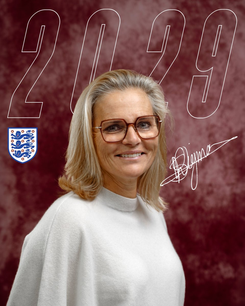 Lionesses's tweet photo. The work continues 💪

Sarina Wiegman has signed a new contract and will lead the #Lionesses through to 2029! 🏴󠁧󠁢󠁥󠁮󠁧󠁿

🔗 https://t.co/T6K2Fsg4Bi https://t.co/Xl9sqZVXS1