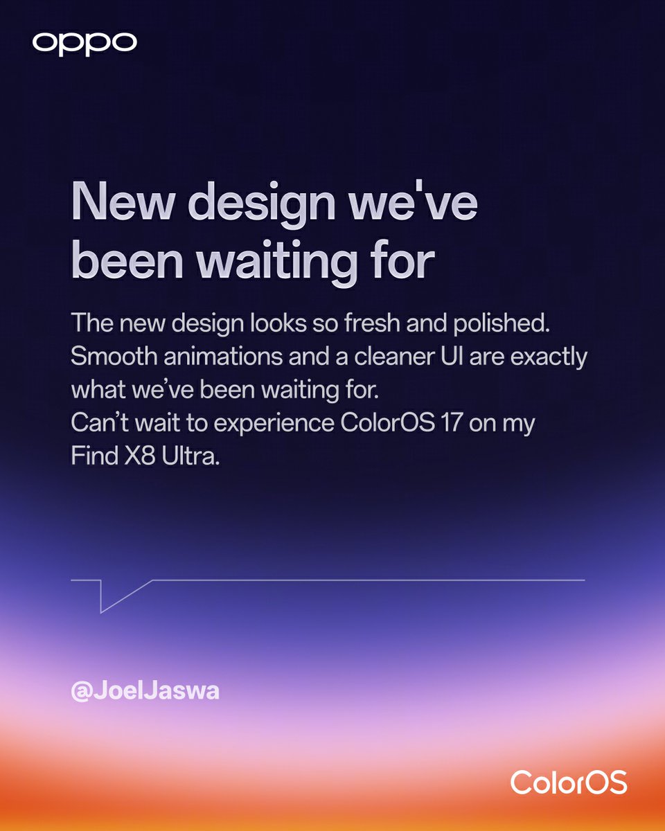 colorosglobal's tweet photo. ColorOS 17 is fantastic, but don't just take our word for it 🗣️

Check out what users are saying as excitement builds for our new update 💬

#OPPOColorOS17 #OPPOAI #SmoothEverywhere https://t.co/ziMHGPPFZa