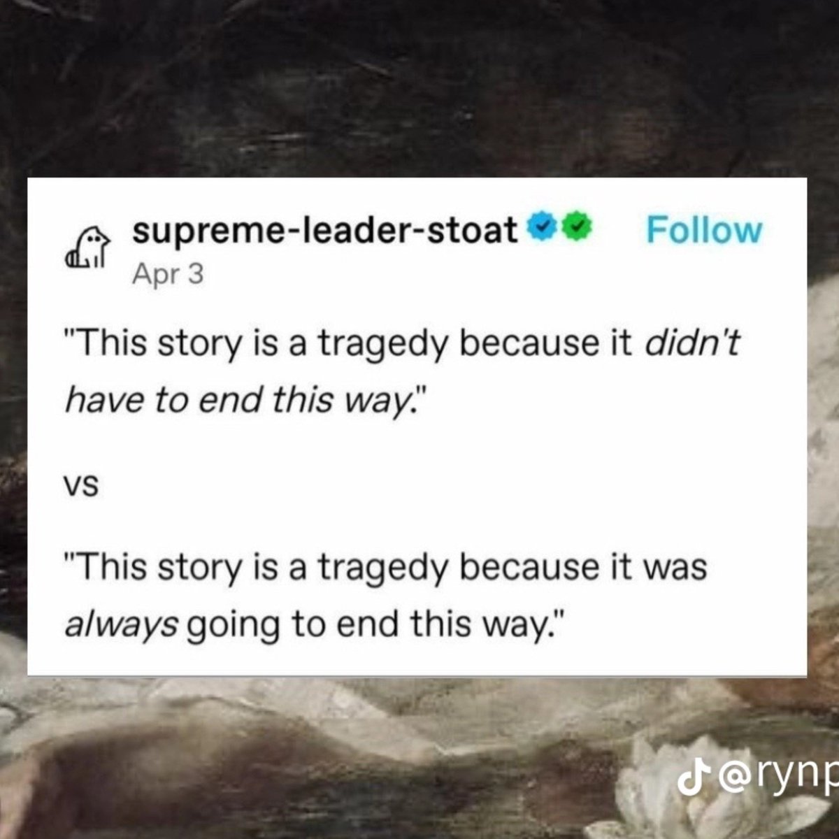 phillowrr14's tweet photo. Everyone making 'what-if' AUs vs Goose saying that the ending was set in stone from the very beginning https://t.co/Nol3PyVRt1