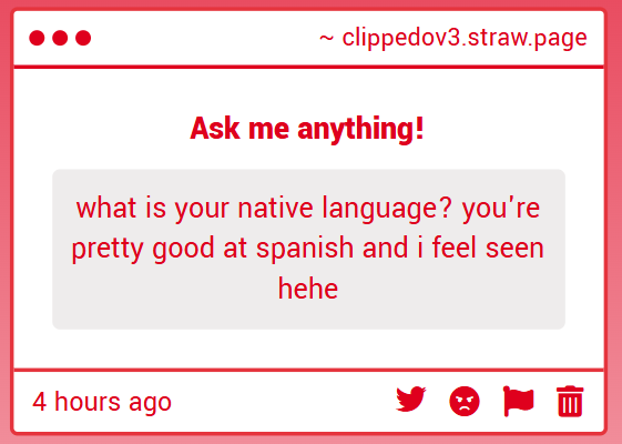 clippedov3's tweet photo. sadly not spanish :(

it's embarrassing, but I get all my spanish lines from my ma! ("what do you even need the word library for?") 

I am Greek/Romanian! I lived near Romania and spent the early part of my life there, and in Russia! <3 https://t.co/yuvcZioV8L