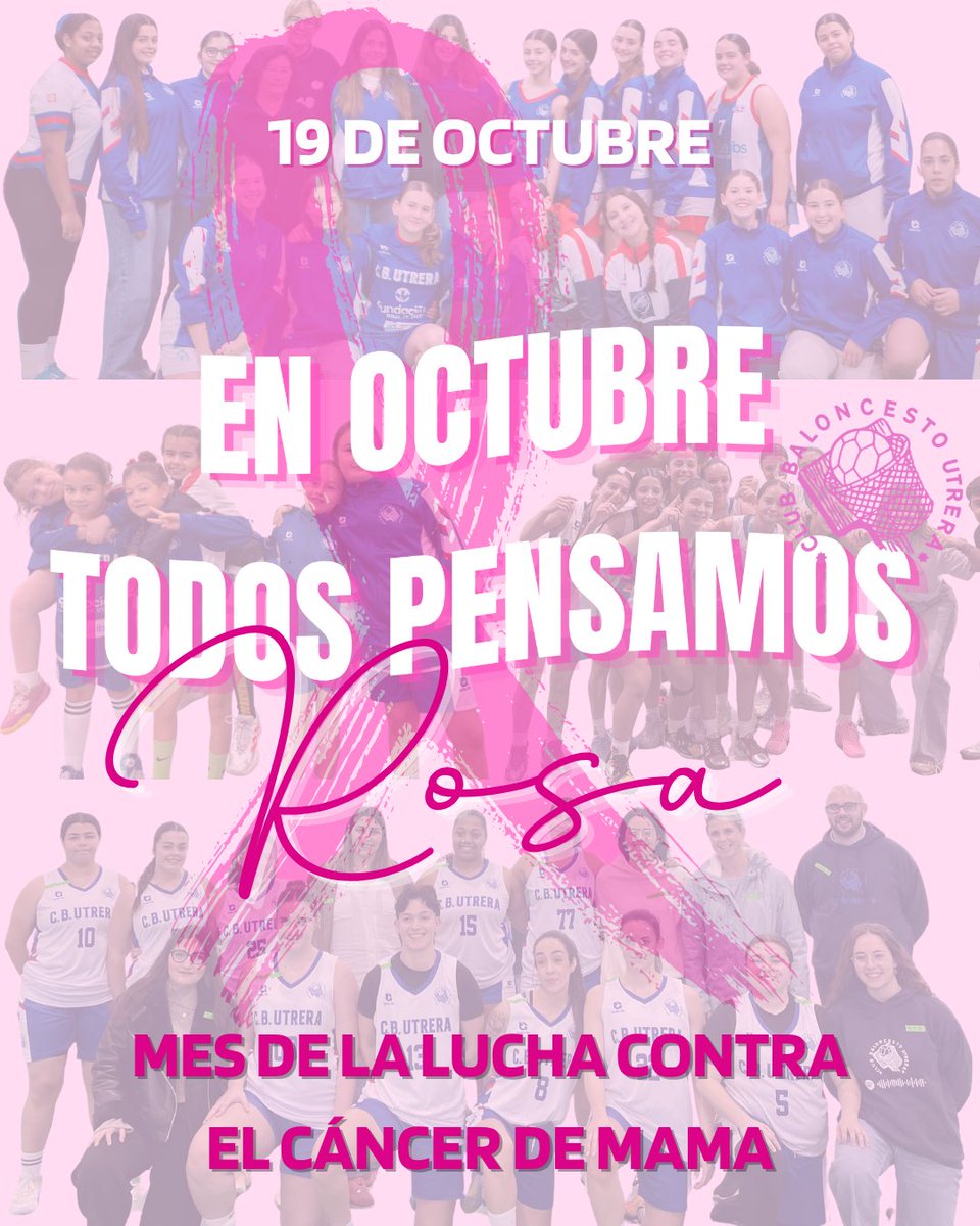 CBUtrera's tweet photo. Octubre es el mes en el que todos pensamos en rosa. 

Desde el Club Baloncesto Utrera, nos unimos a la lucha contra el cáncer de mama, apoyando a quienes enfrentan esta batalla con valentía. 💪🏀 

#somosCBU 🩷🩷🩷 https://t.co/41QDSp8Eqh