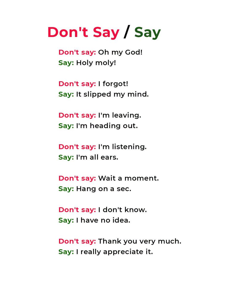 TheEngIishGuide's tweet photo. Don't Say / Say. https://t.co/L3EiPo2E6O