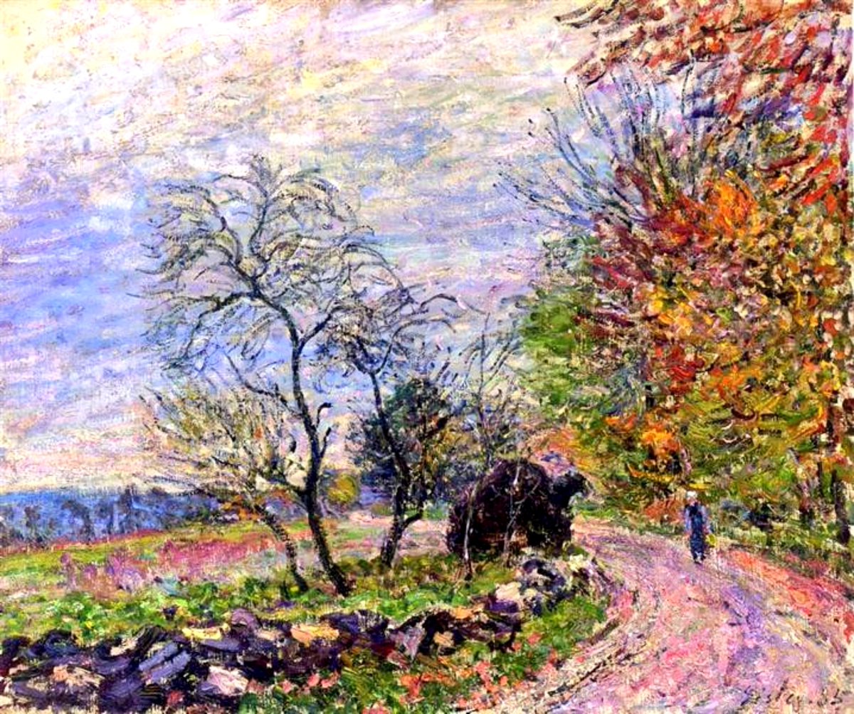 arealmofwonder's tweet photo. "The great virtue in life is real courage that knows how to face facts and live beyond them."
       ~ D.H. Lawrence

Along the Woods in Autumn
     🎨 Alfred Sisley (1885) https://t.co/R5RAMBtib0