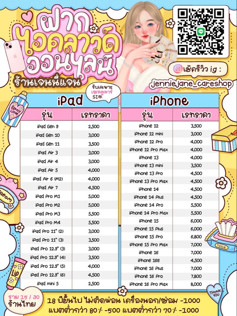 Jenniejanecloud's tweet photo. @_feeeeeeeeee ต้องการเงินด่วน ✅
•รับฝากไอคราวด์ IPHONE IPAD ไม่รับเครื่องติดผ่อน❌
•ไม่ต้องวางเครื่อง รับยอดจริง ไม่มีโอนก่อน รับไม่อั้นนะคะ
#ปล่อยกู้ #เงินกู้ #ปล่อยเงินกู้ #เงินกู้รายวัน #เงินด่วน #ปล่อยกู้ด่วน #ปล่อยกู้รายเดือน  #มธ #รังสิต
 #bu #มอกรุงเทพ #หาค่าขนม #หาคนดูแล https://t.co/RkPu2GTSDH