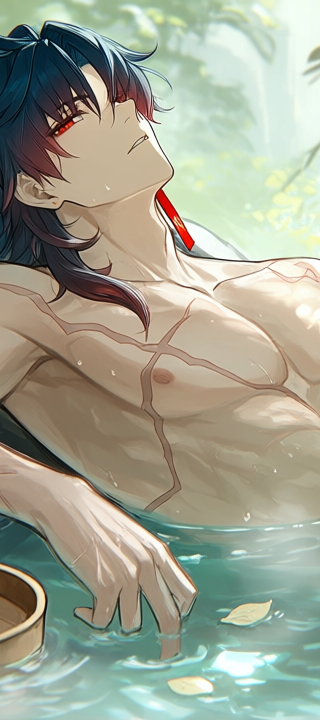Skott_Guide's tweet photo. the water isn't the only thing that's hot ♨️ #honkaistarrail #HSR #Blade #刃 #pixai https://t.co/tVeVwd8ozL