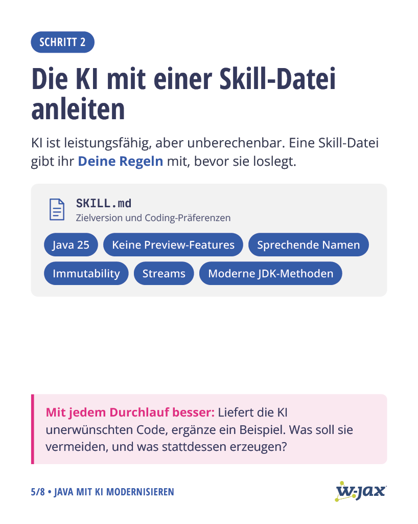 jaxcon's tweet photo. Java 8 → 25: OpenRewrite oder @claudeai Code? ⚖️

Recipes liefern reproduzierbare Schritte. KI liefert Flexibilität – mit Review-Aufwand. @venkat_s erklärt, wie du beides steuerst.

4 Slides + Artikel:
https://t.co/KemCqANTLd

#jaxcon #claude https://t.co/e2NwYq8BcX