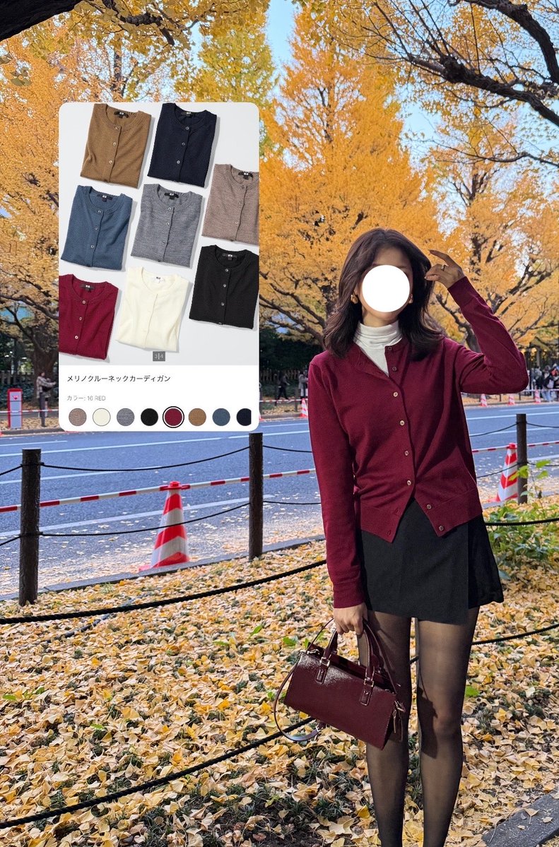 chocom___'s tweet photo. 紅葉の季節はやっぱりUNIQLOのボルドーカーディガン着たくなる〜！🍁ホワイトインナーとのレイヤードがかわいい♥️🤍 https://t.co/2Yosn96Gkx