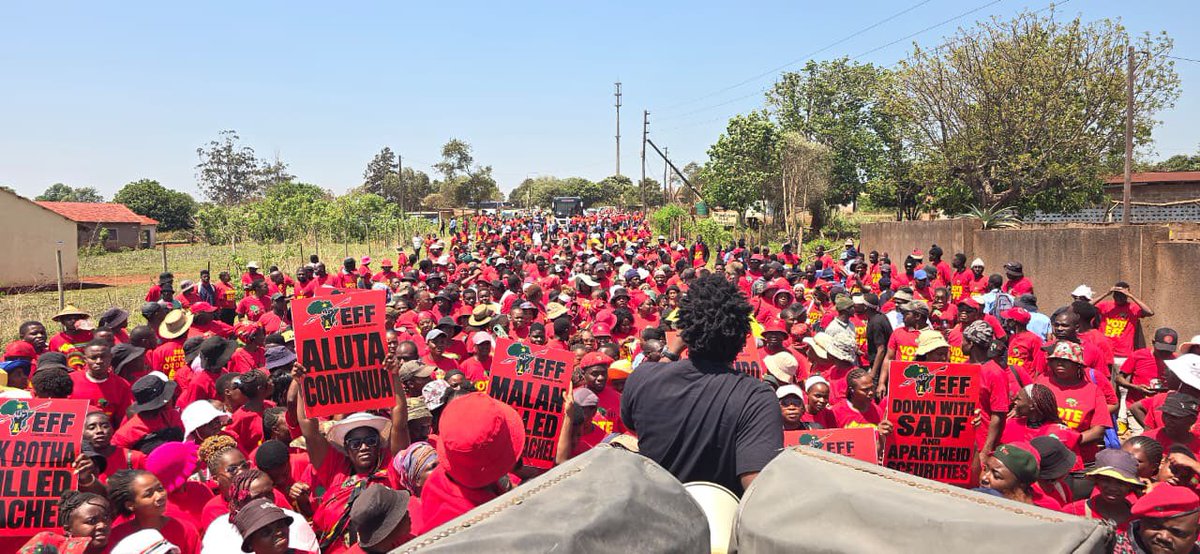 EFFSouthAfrica's tweet photo. This morning, EFF Fighters in Nkomazi, led by the Incoming Mayor, Fighter Mafia Fane, attended the 40th anniversary commemoration of the Mbuzini Tragedy, which claimed the life of Mozambican President Samora Machel and those who perished alongside him in the plane crash on 19 October 1986.

#VoteEFF2026
 #VictoryOrDeath