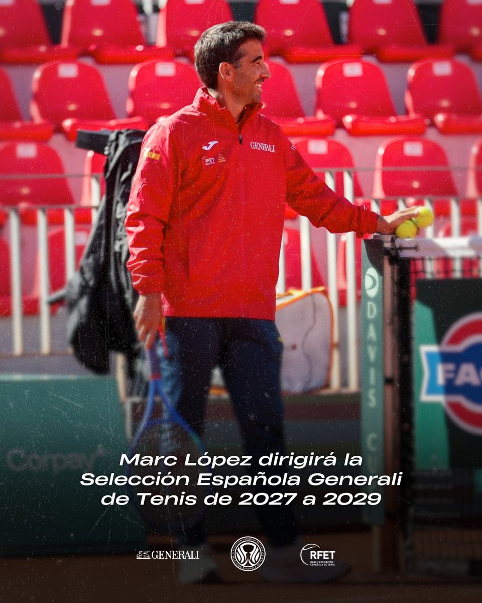 RFETenis's tweet photo. 🆕 La Junta Directiva de la RFET ha decidido nombrar a Marc López como nuevo capitán de #CopaDavis a partir del 1 de enero de 2027. El barcelonés dirigirá al equipo hasta 2029 en sustitución de David Ferrer, que dejará el cargo a finales de este año

📲 https://t.co/JPKYsTjlIH https://t.co/QkIgj5Rbo8