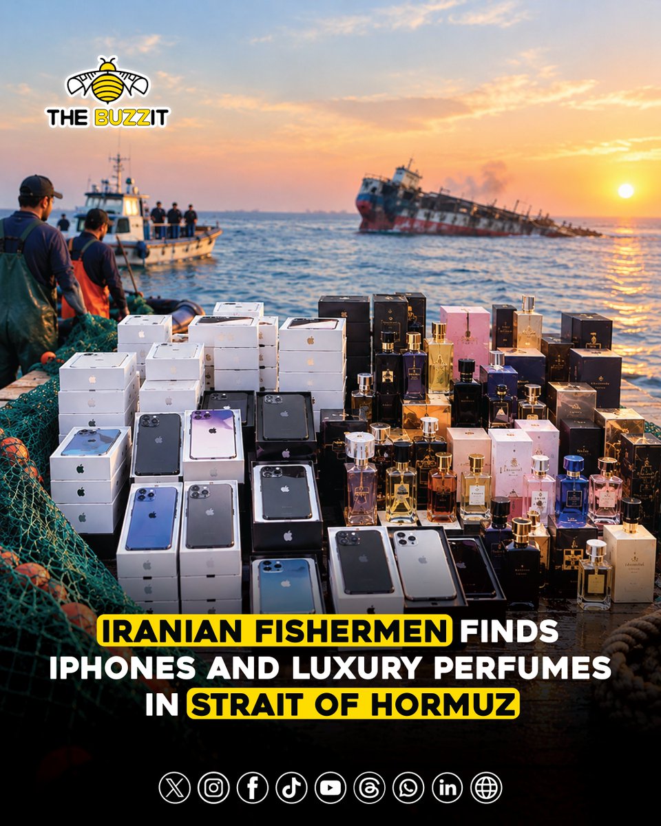 TheBuzzitGlobal's tweet photo. " Iranian Fishermen Finds iPhones and Luxury Perfumes in Strait of Hormuz "

#StraitOfHormuz #Iran #iPhone #ShippingNews #WorldNews

@TheBuzzItLive  @TheBuzzitGlobal 
#TheBuzzitLive #TheBuzzitGlobal #TheBuzzit #Buzzit https://t.co/tqQXr7duLn