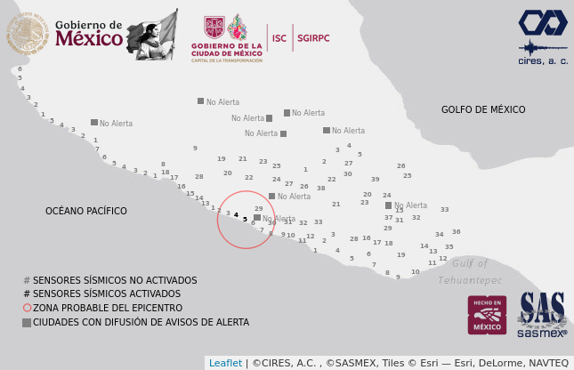 SasslaMx's tweet photo. ☑️ #ReporteSASSLA [Final] | #TenemosSismo

Hoy a las 04:22:30 h [centro de MX] se originó un #sismo de magnitud 4.2 con geolocalización a 10 km al sureste de #Coyuca de Benítez, 🇲🇽 #Guerrero y a una profundidad de ⏬️ 7 km.

✅️ Parámetros revisados por el Servicio Sismológico Nacional [#SSN].

🔺️ Detectado por #SASMEX:

= Evaluado por 2️⃣ estaciones

= Nuestra plataforma emitió notificación de "Sismo menor/ligero" vía app, para la #CDMX y el resto de la región centro del país.

🧠 "Sismo geo-normal":

■ Originado en la interfaz/"piel" de la placa Norteamericana (sismo cortical), debido a la deformación interna-gradual que está sometida dicha placa e influenciada por el proceso de ➡️⬅️ subducción vs placa de Cocos (reajustes de estrés acumulado). 

🏳 No se reportan afectaciones al momento.

#SASSLA