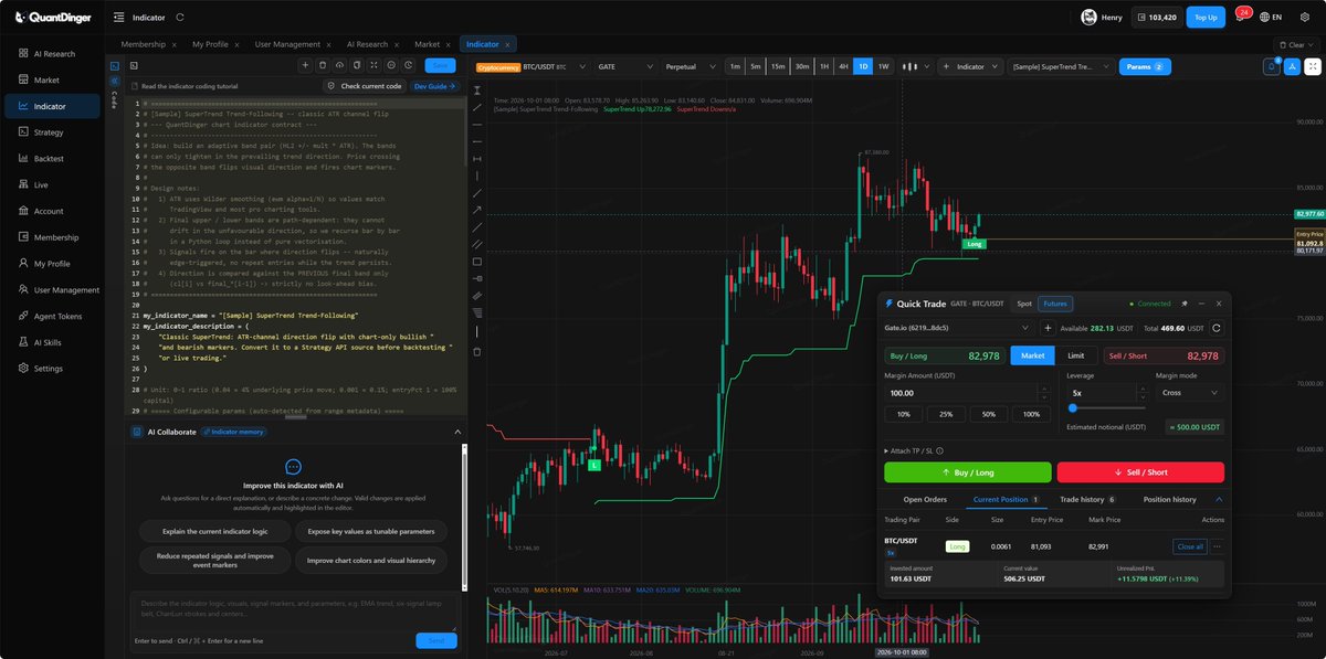 Dingerquant's tweet photo. QuantDinger v5.6.1 现已上线 🚀
✨ 品牌形象与界面全面优化
⚡ “快速交易”Quick Trade功能提供更丰富的持仓数据
🌙 深色模式体验更加统一
🌍 支持多语言的 AI 技能
🛡️ 增强了针对滥用注册行为的防护
💳 会员体验全新升级
构建更智能，交易更清晰。
#QuantDinger #算法交易 #金融科技 https://t.co/dgW6AXRdqs