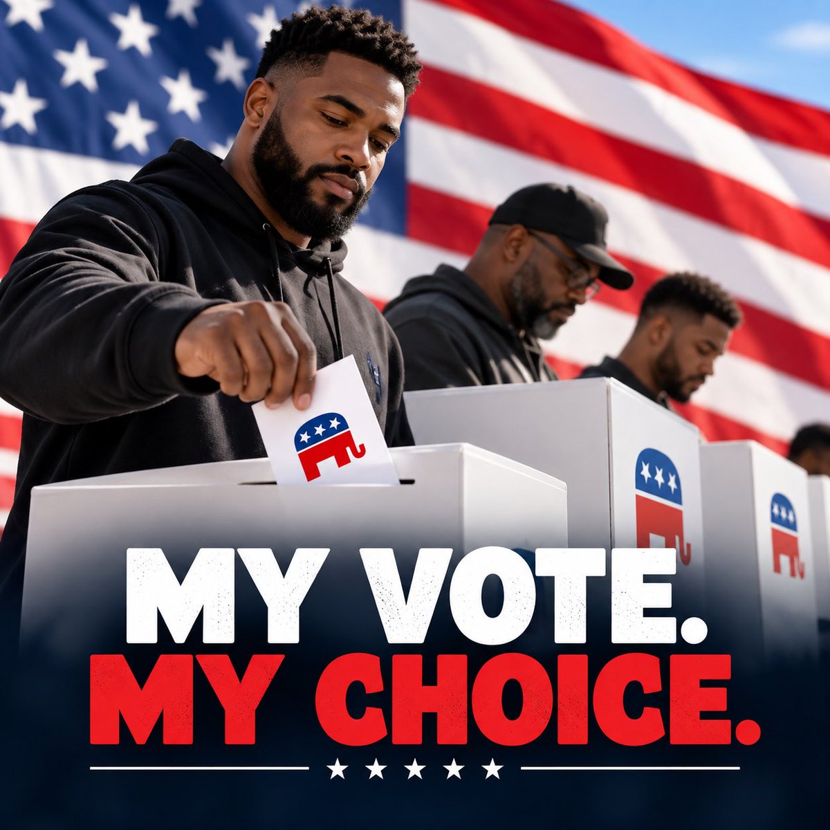 NobleNegroe's tweet photo. Why are people crashing out about Black men voting Republican in the midterms? We are tax paying Americans who have ballot autonomy. 

My vote. My choice. 🔴

It’s happening at an increasing pace and there’s nothing Dems can do about it. You had your chance for 70 years. https://t.co/vRlg1TAaUu