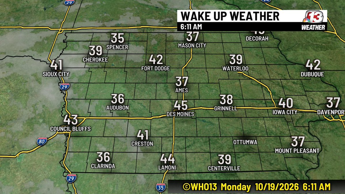 WHOWeather's tweet photo. WAKE UP WEATHER: We have clear skies and cool temperatures this morning across Iowa. #iawx https://t.co/dtL1uz5eLr