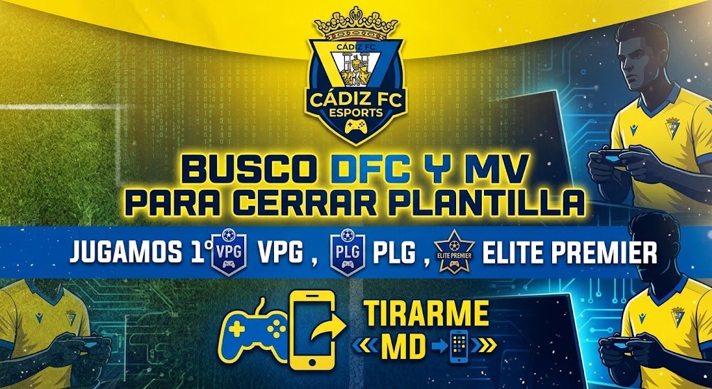 xMati___10x's tweet photo. 🔸BUSCO CERRAR PLANTILLA

PARA FICHAR ESTÁ SEMANA

TIRARME MD 📲 

@Cadiz_CFESports 💛💙 https://t.co/fAs6D5yBqP